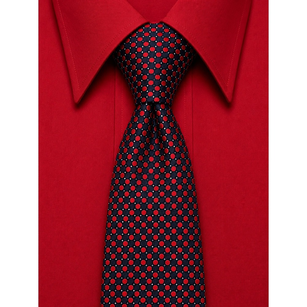 Brooks Brothers Makers Silk Tie Navy Red White Geometric Pattern USA Made